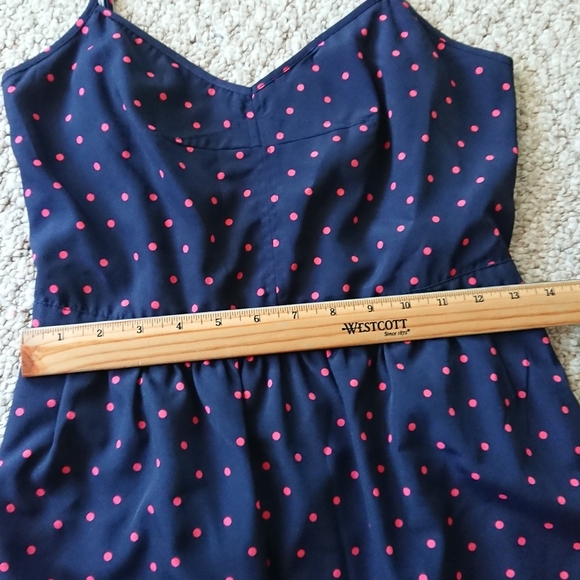 J. CREW Navy Blue & Pink Polka Dot Dress Size 6 - Picture 3 of 11